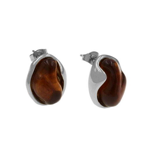 Σκουλαρίκια ατσάλι με ρητίνη-EA373