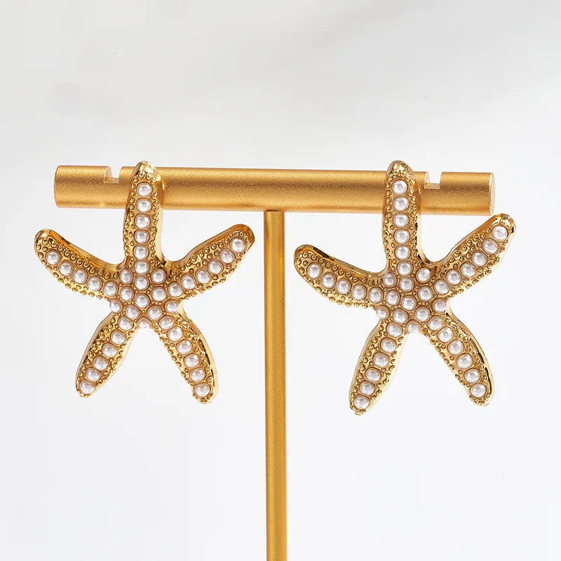 Σκουλαρίκια επιχρυσωμένο ατσάλι με κοχύλια και περλίτσες - EA788