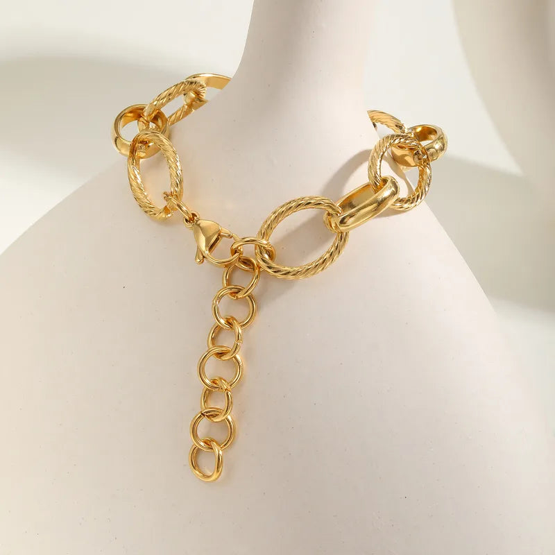 Bratara din otel auriu cu zale-BR291