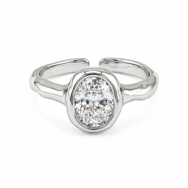 Steel ring with green crystals- R130