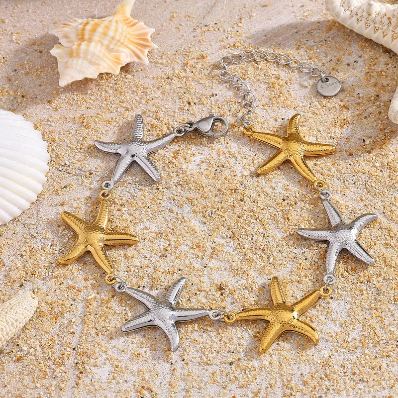 Bratara de otel cu stele aurii si argintii -