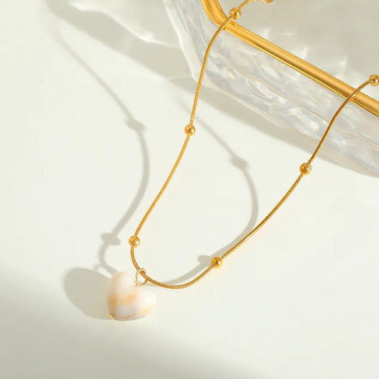 Steel necklace with heart - ne431