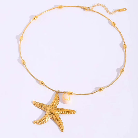 Κολιέ επιχρυσωμένο ατσάλι με μεγάλο αστερία- NE611