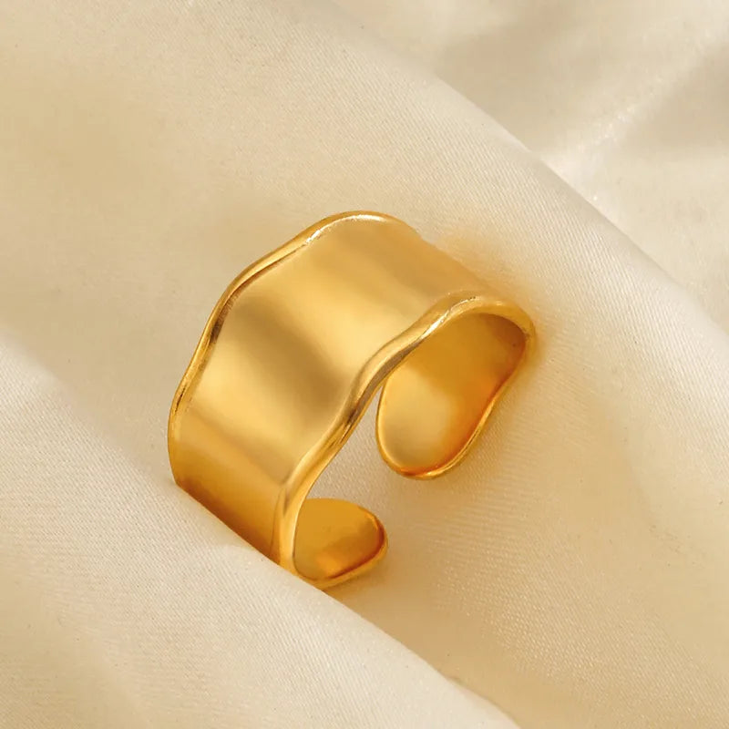 Acciaio ad anello Gilded Simple Wide-R081