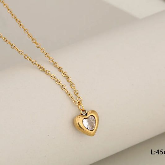 Set cercei și colier inimă din oțel-SET061