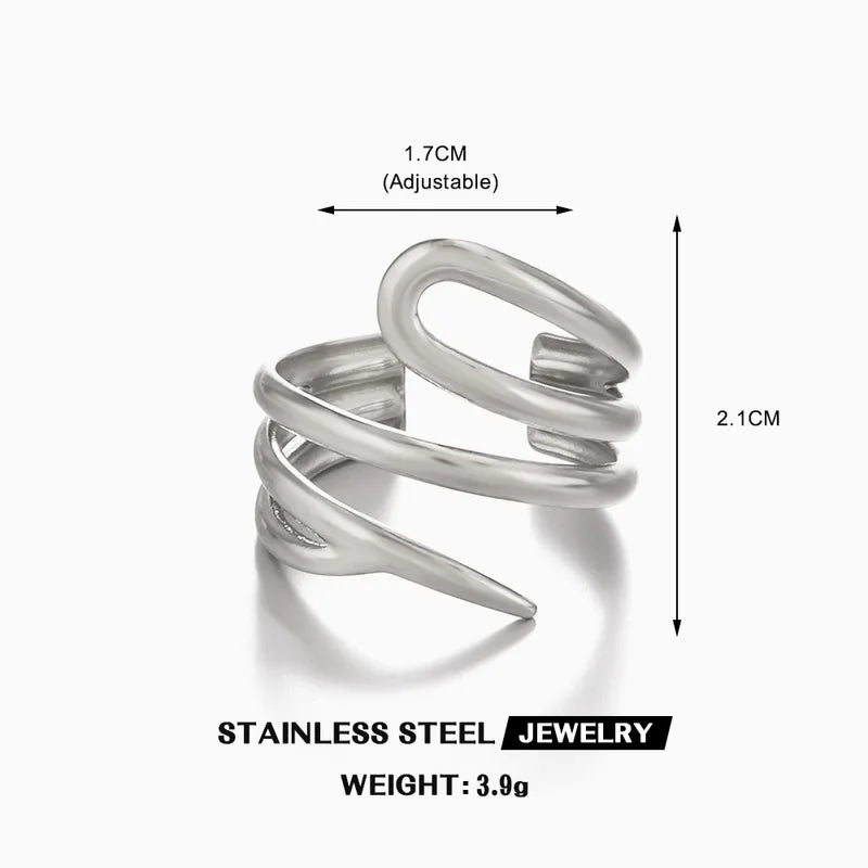 Anello in acciaio argento a spirale-r191