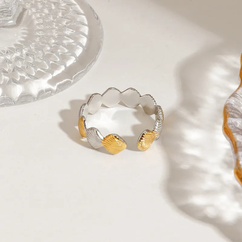 Ring Gold Plum Steel with Silver Gold-R107 Shells