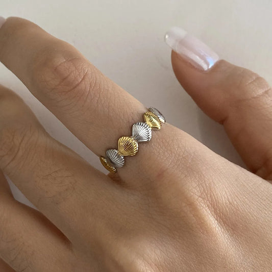 Ring Gold Plum Steel with Silver Gold-R107 Shells
