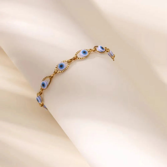 Βραχιόλι ποδιού ατσάλινο με ματάκια- AN012