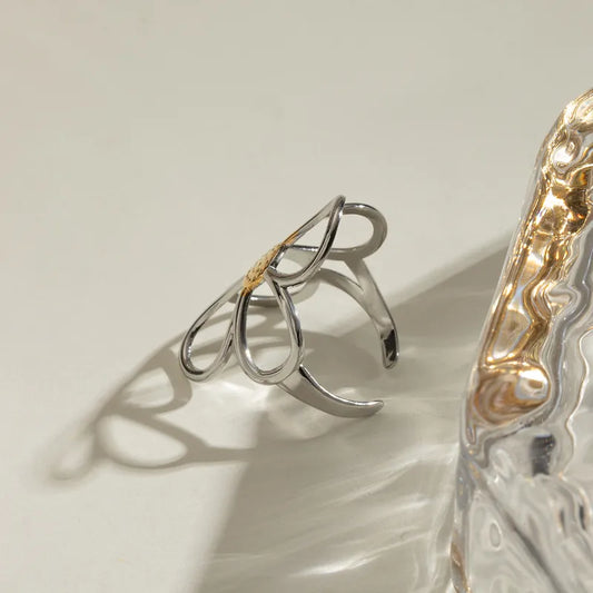 Anneau Gold Plum grande fleur avec Silver-R205