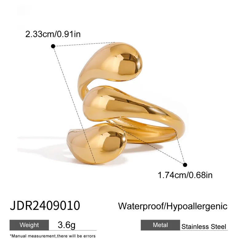 Inel deschis din oțel placat cu aur-R200