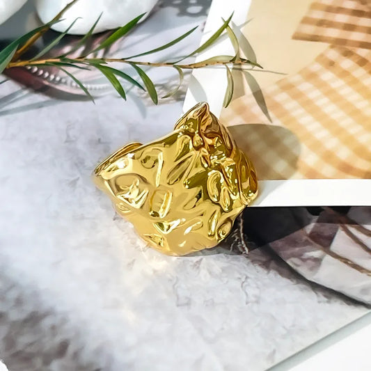 Anel de aço e ouro - w030