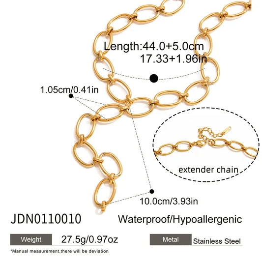 Κολιέ επιχρυσωμένο ατσάλι αλυσίδα -NE536