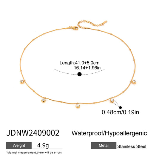 Colier din oțel placat cu aur cu zirconi mici-NE006