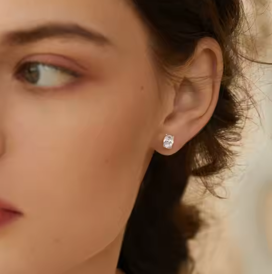 Σκουλαρίκια επιχρυσωμένο ασήμι S925 με οβάλ zircon-EA071