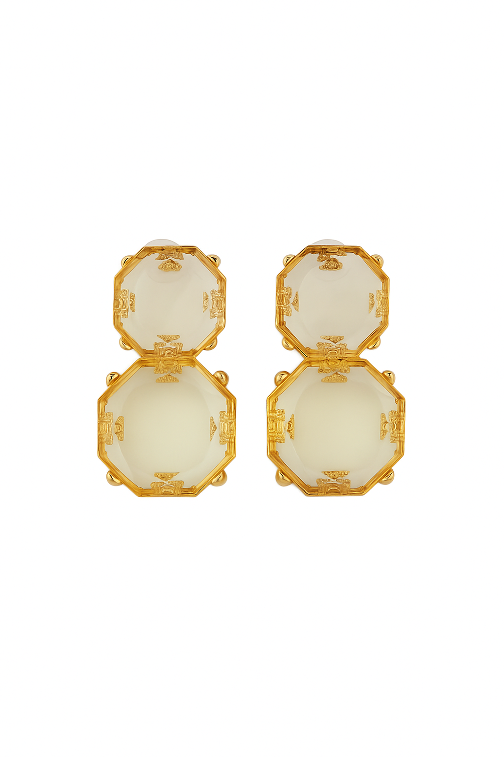 Transparent brass earring - w370