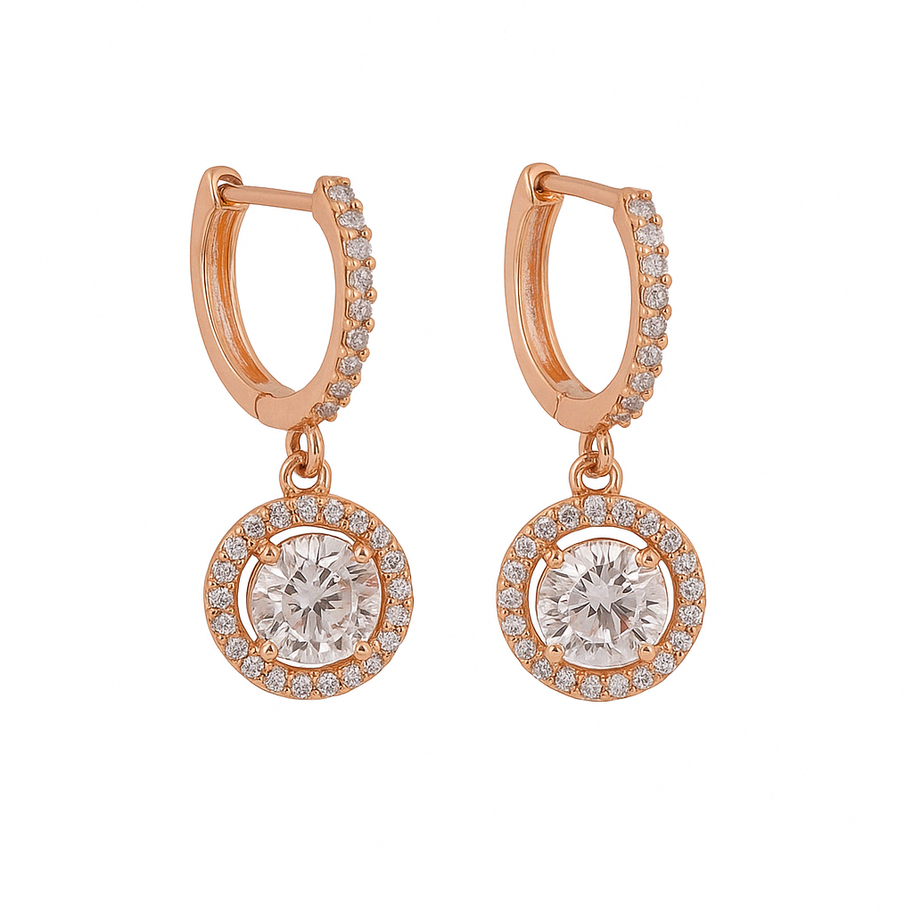 Rose gold brass earrings -w170