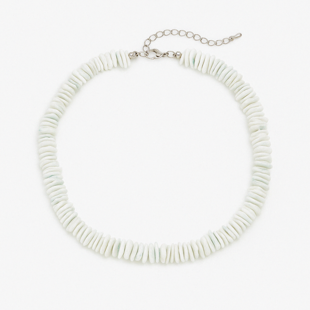 Necklace with blue and white shells - w180