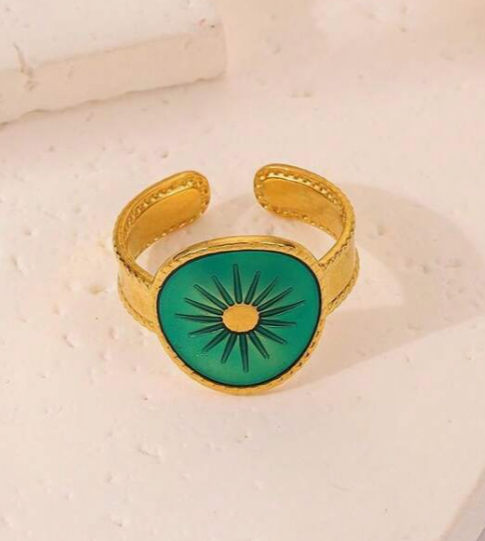 Ring Gold Plum turchese con un simbolo-R152