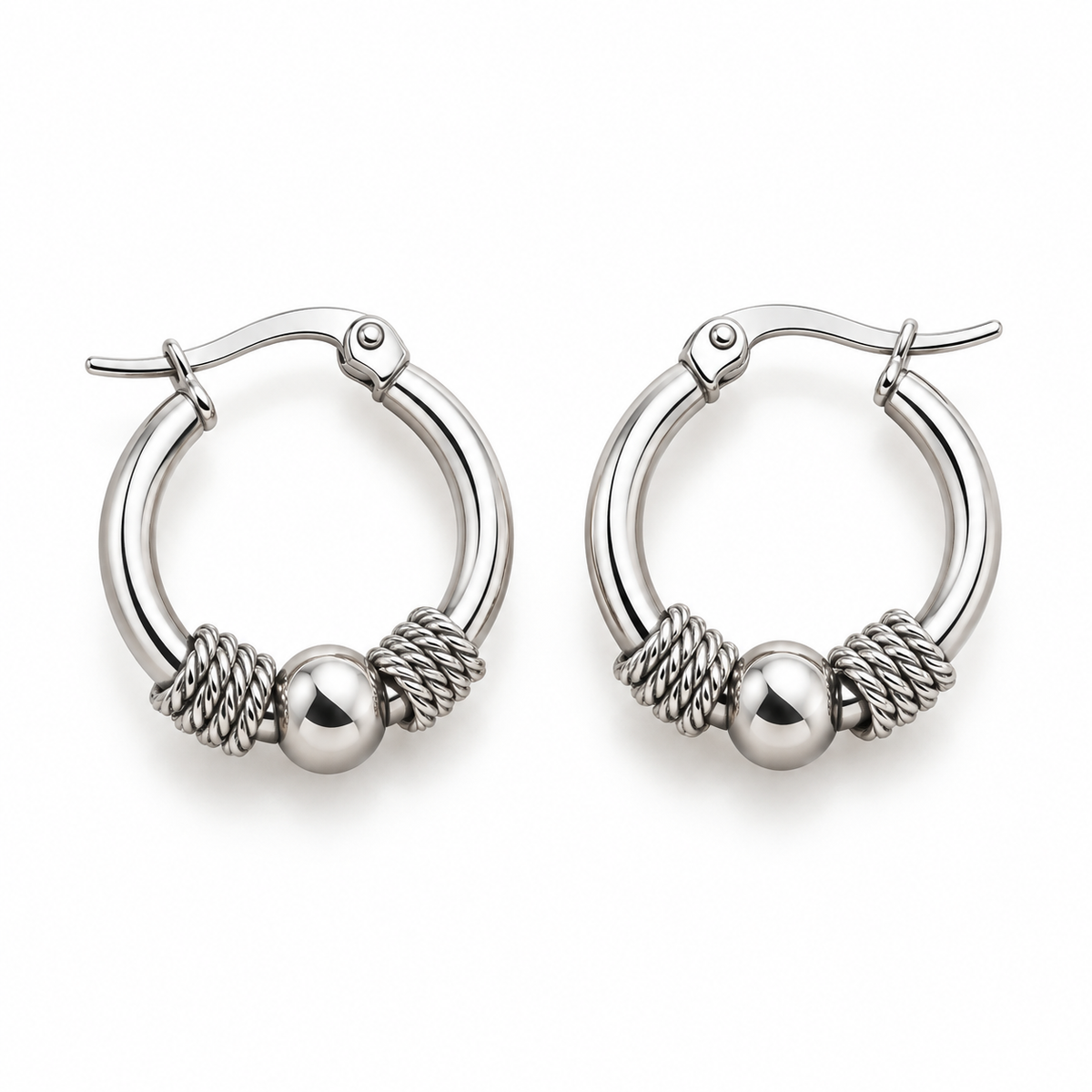 Boucles d'oreilles créoles en acier argenté et doré- EA561