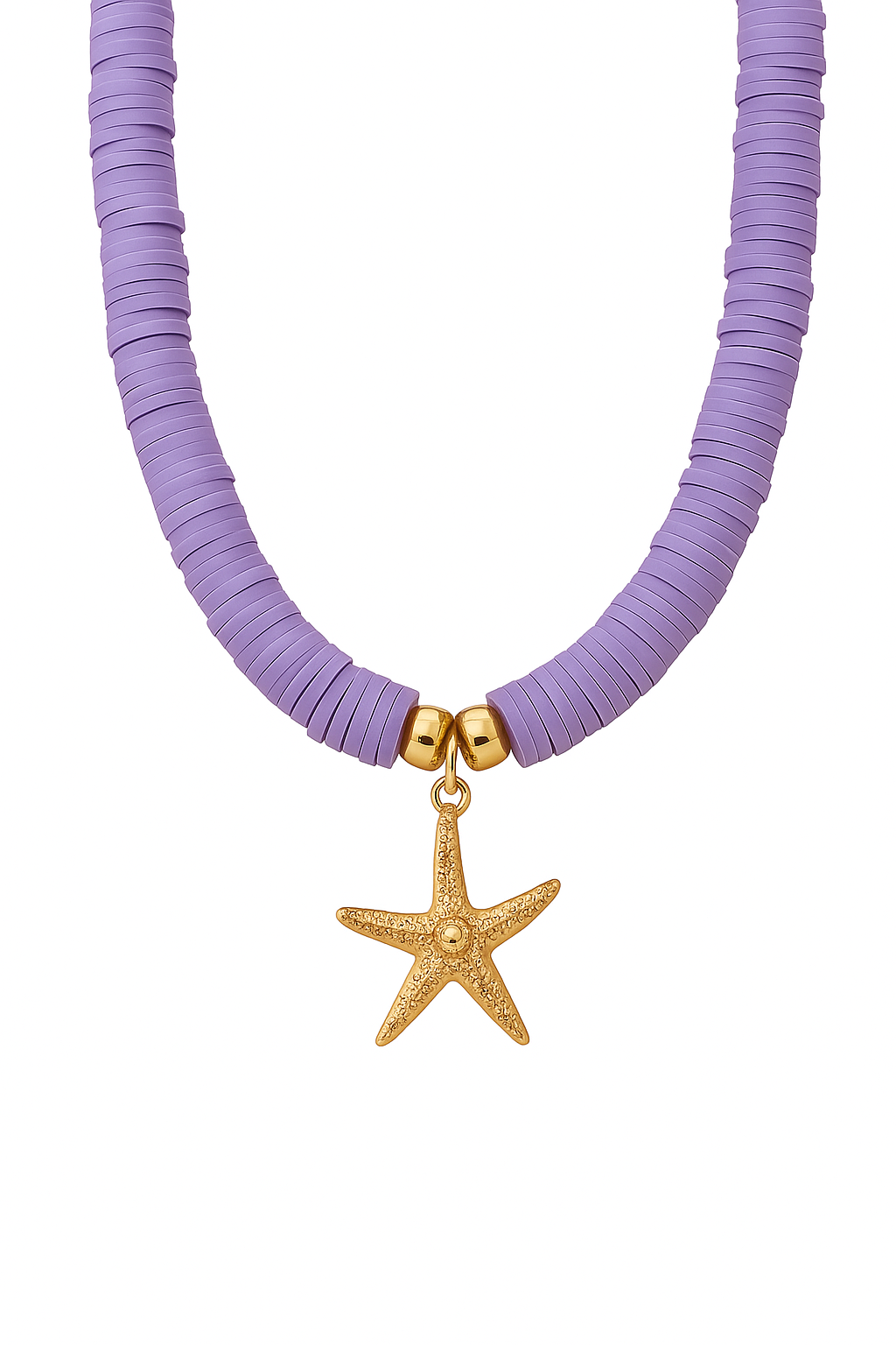 Brass necklace with purple beads - w340