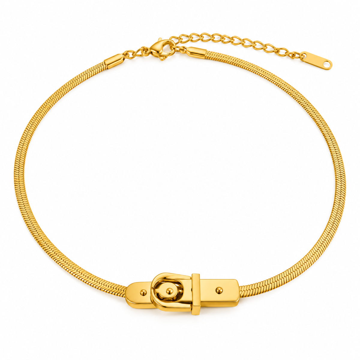 Stahl-Gold-Gürtel-Choker-Halskette – NE355