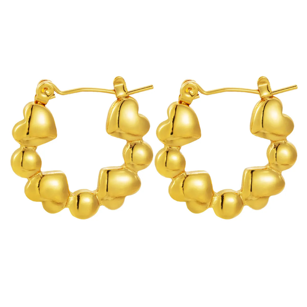 Σκουλαρίκια ατσάλινα με χρυσές καρδιές - ea276