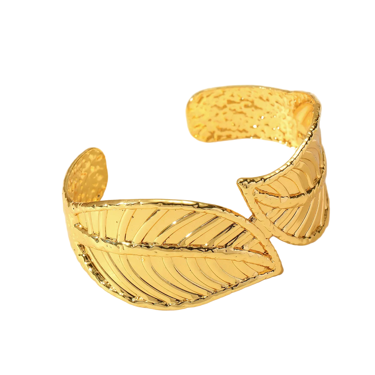 Bracelet gilded steel with leaves-br068