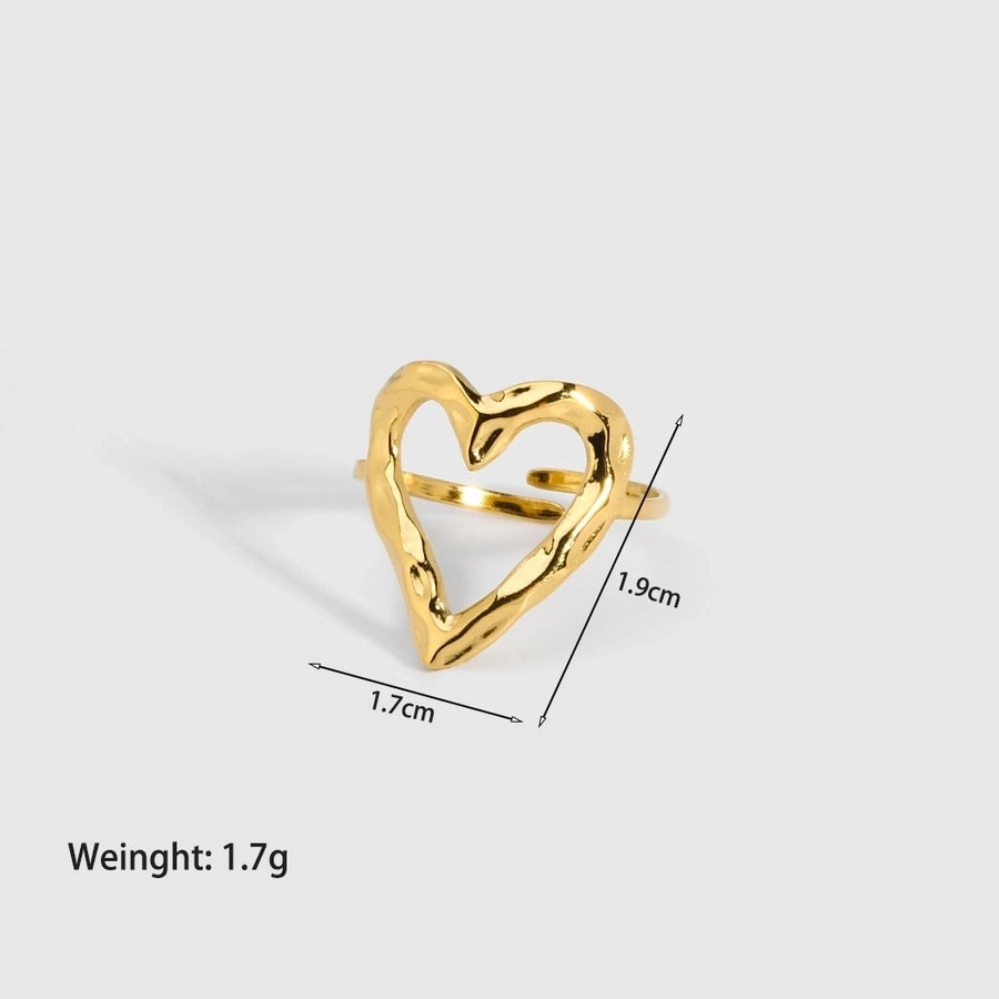Bague coeur en acier - w006