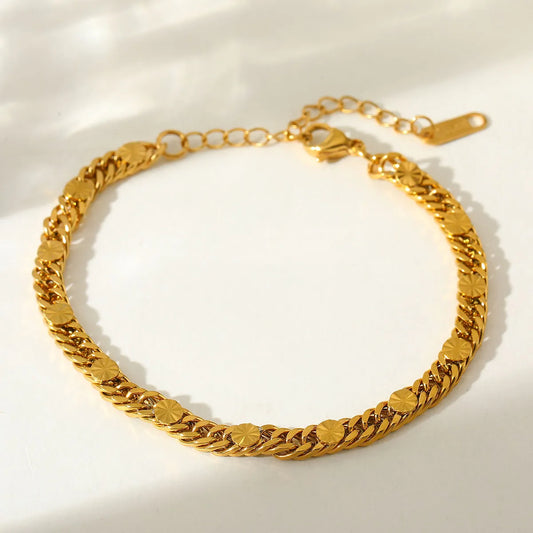 Βραχιόλι επιχρυσωμένο ατσάλι αλυσίδα με σχέδιο-BR116