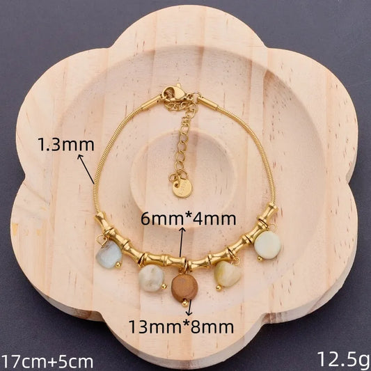 Βραχιόλι επιχρυσωμένο ατσάλι με καφέ πέτρες - BR439