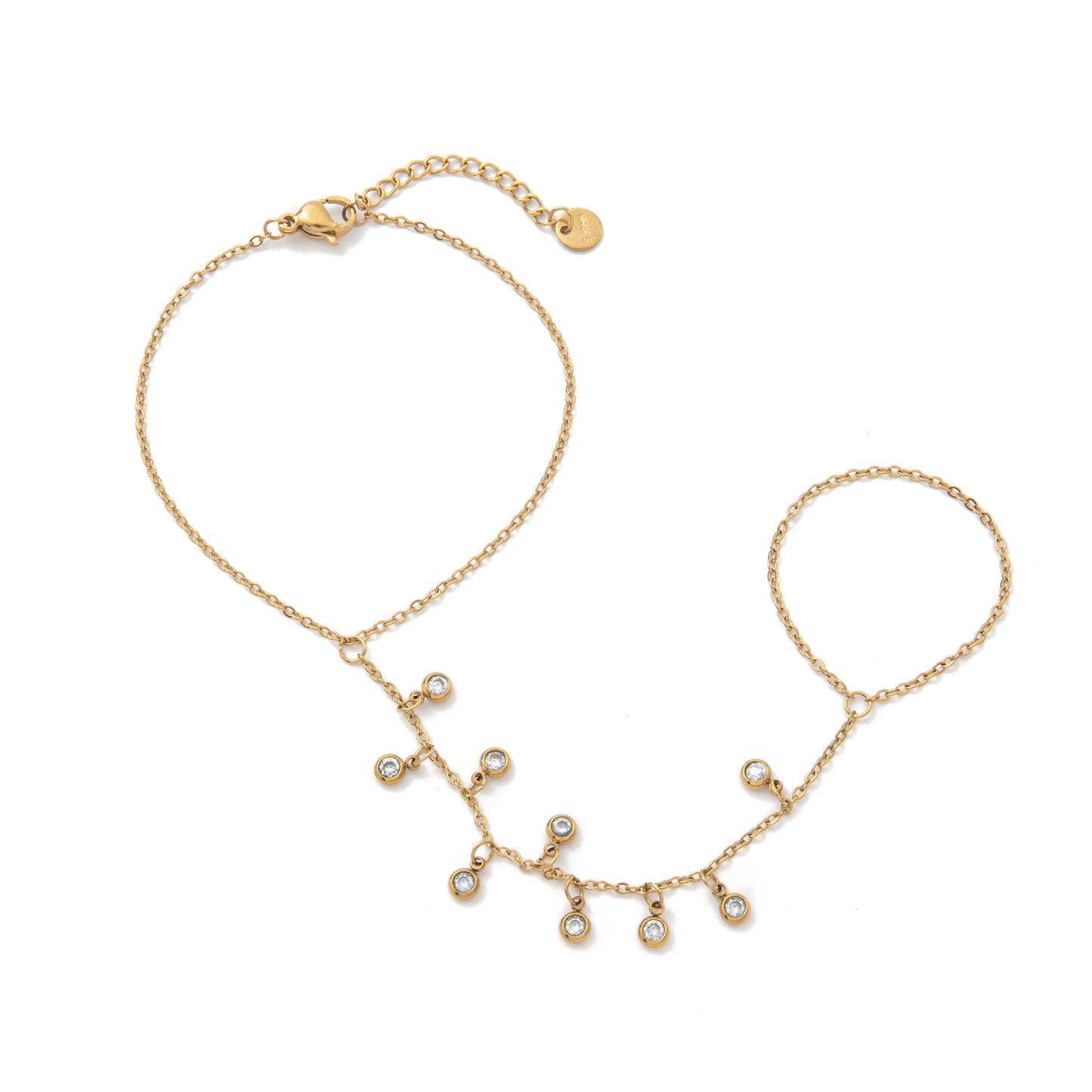 Βραχιόλι επιχρυσωμένο ατσάλι με δαχτυλίδι αλυσίδα - BR459