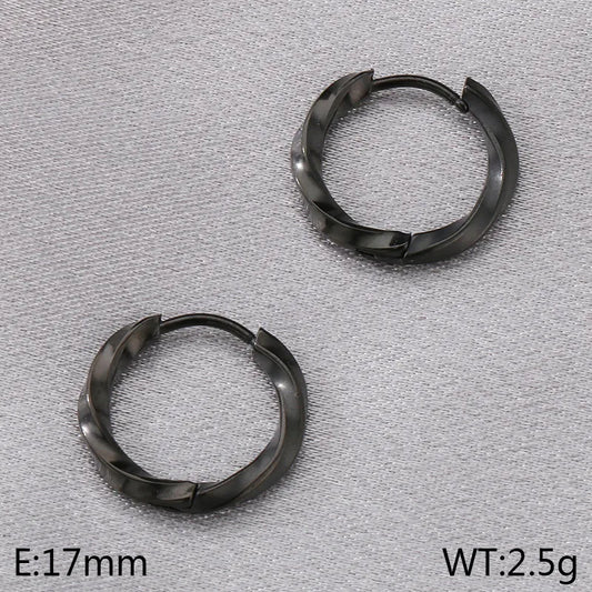 Σκουλαρίκια μαύρο ατσάλι κρικάκι-EA589