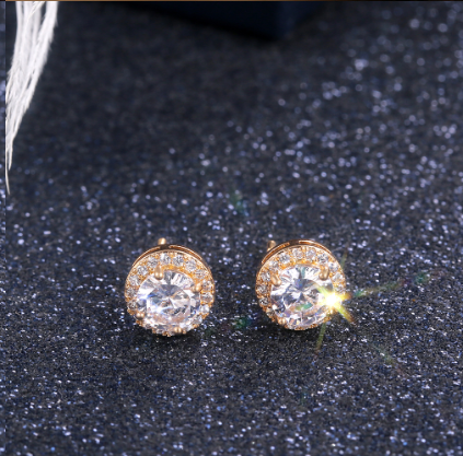 *Σκουλαρίκια καρφωτά με χρωματιστό zircon - ea072