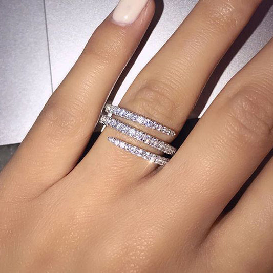 *Δαχτυλίδι με τρεις σειρές zircon - R099