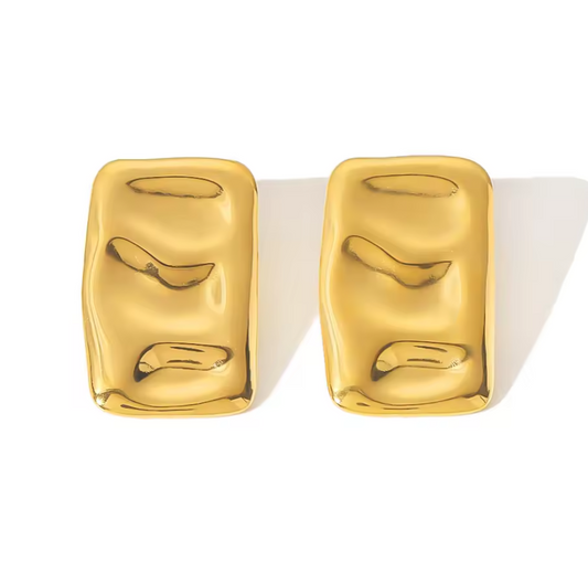 Σκουλαρίκια ατσάλι χρυσό ορθογώνιο-EA589