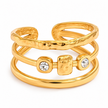 Bague triple acier doré - R372