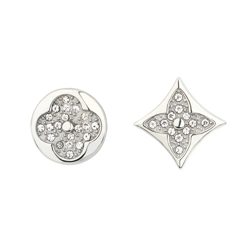 Steel and zircon earrings mixed design-EA011