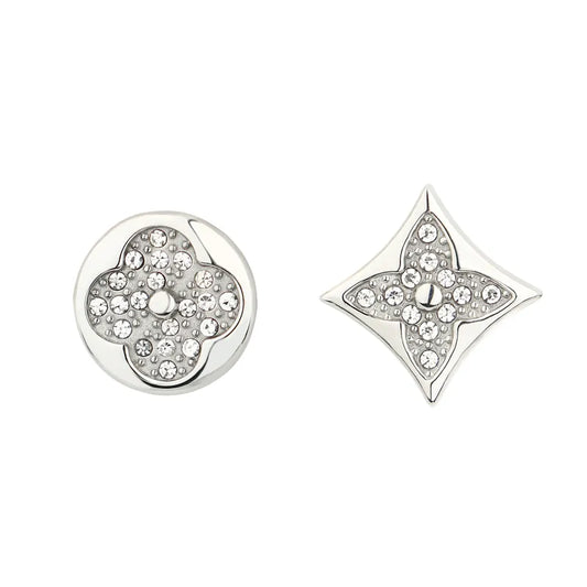 Steel and zircon earrings mixed design-EA011