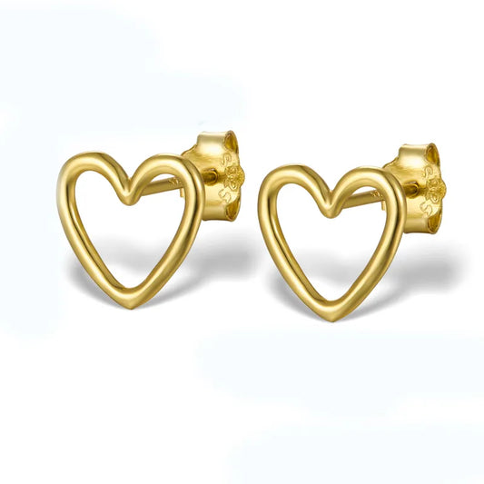 Earrings Gold Plated Silver S925 Bride Heart-EA355