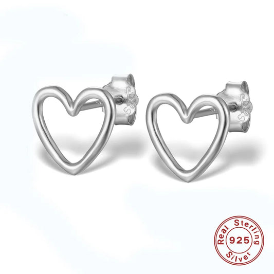 Silver earrings S925 heart outline-ea587