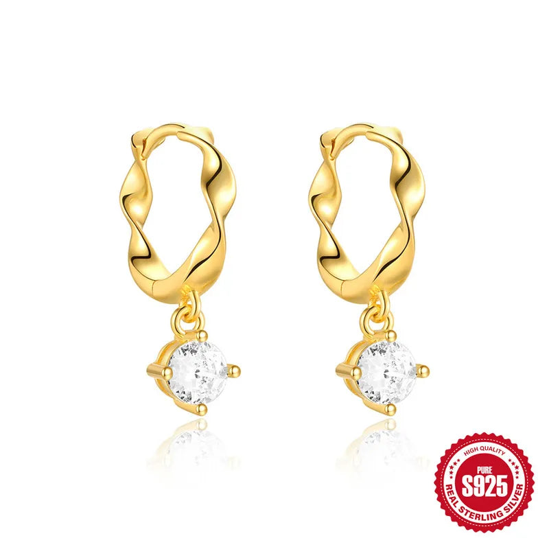 Earrings Gold Plated Silver S925 with Zircon-EA625