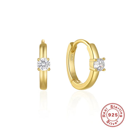 Earrings gold-plated silver S925 rings with zircon-ea070