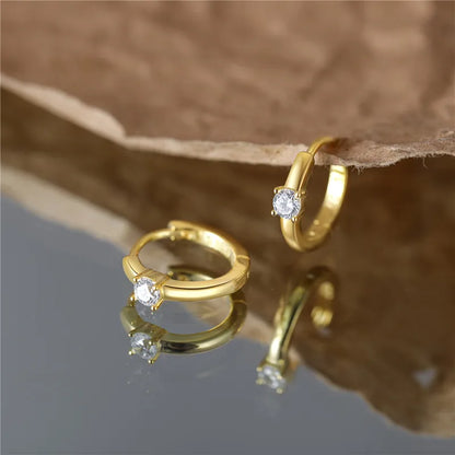 Earrings gold-plated silver S925 rings with zircon-ea070