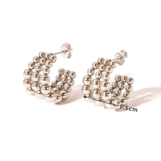 Silver earrings with balls-ea282