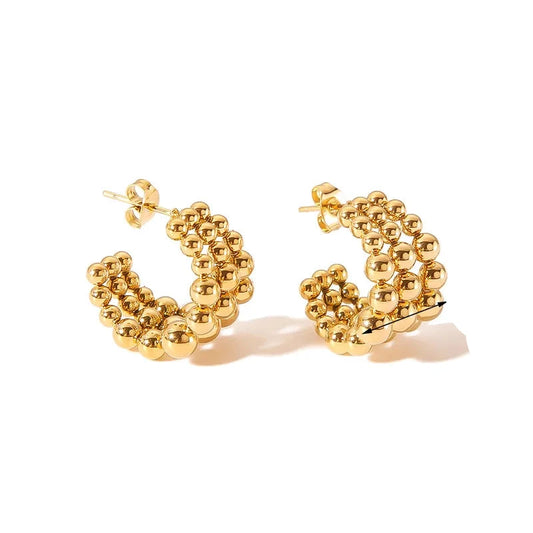 Earrings gold rings with balls-ea405