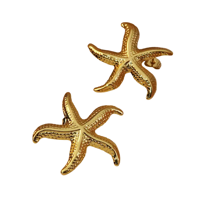 Σκουλαρίκια επιχρυσωμένο ατσάλι αστερίες - EA797