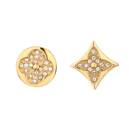 Earrings Gold Plated Steel and Zircon Mixed Plan-EA441