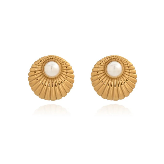 Earrings Gold Plated Tickle with Pearla-EA614