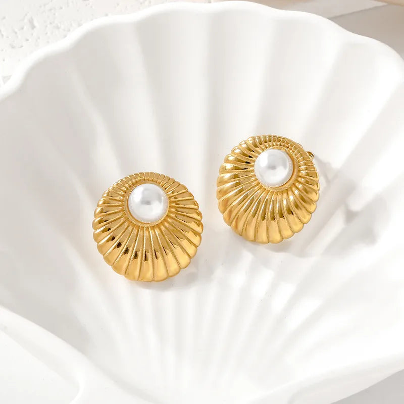 Earrings Gold Plated Tickle with Pearla-EA614